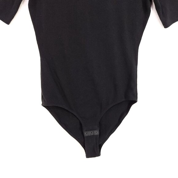 Madewell Bodysuit Size Medium Black Ribbed Long Sleeve Full-Coverage Layering - Picture 8 of 11